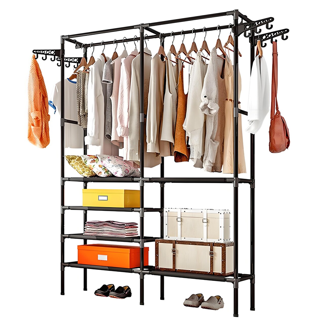 4-Tier Garment Rack Heavy Duty Clothes Rack With Extended Hanger Freestanding Wardrobe Closet Clothing Rack For Hanging